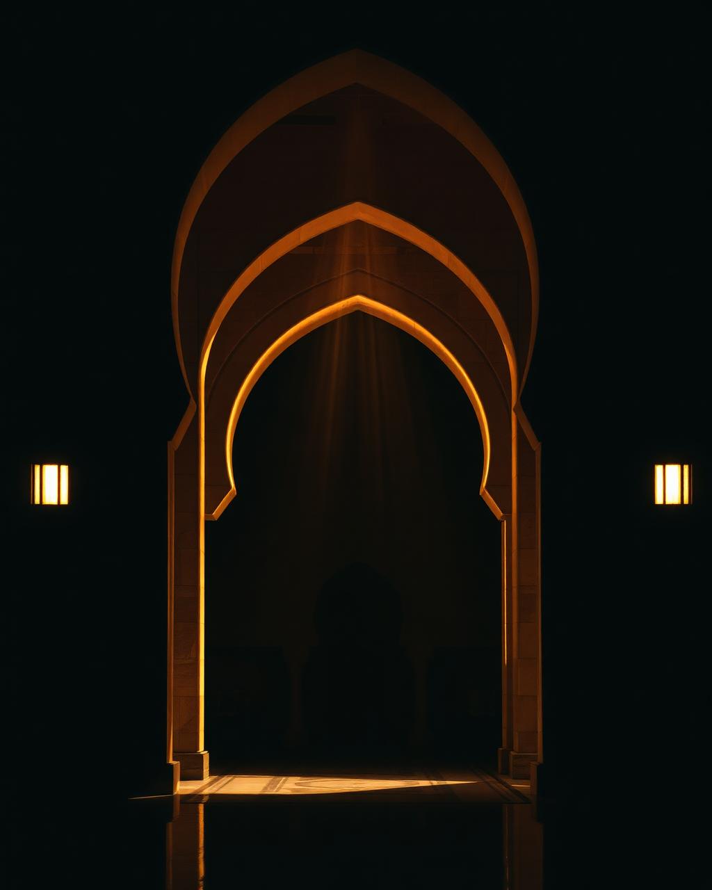 Golden light through an arched doorway