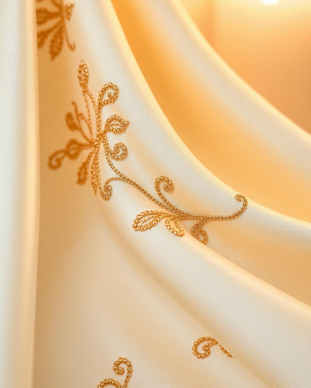 Ivory silk with gold embroidery