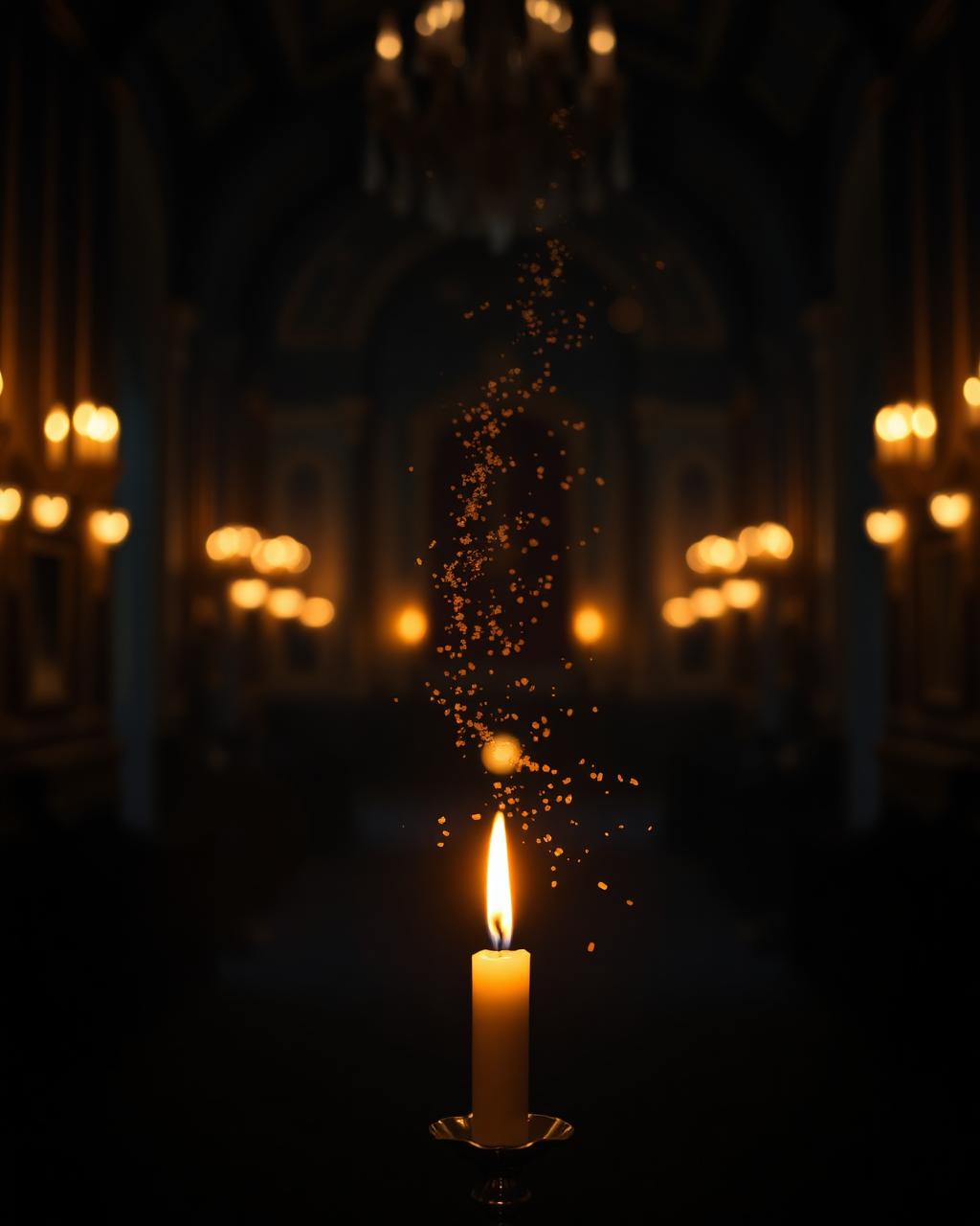 Candlelight in a dark hall